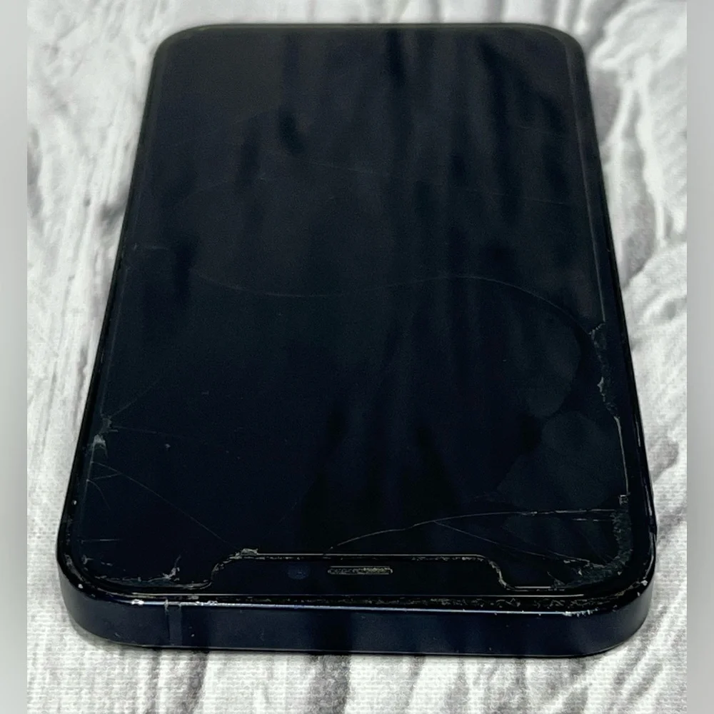 For Parts As-Is Apple iPhone 12 A2172 128GB Black - Broken Screen And Back